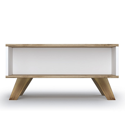 Стол журнальный "Сканди" (МДФ)  (Белый/Дуб Каньон/Глянец белый) -Kr/Scnd/Stzh - 2