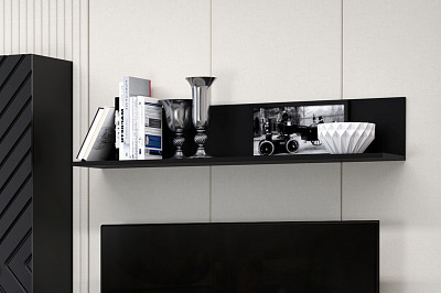 Полка 1,2 "Лилиан" (Черный/Черный глянец) -Kr/Mrs/P1200 - 3