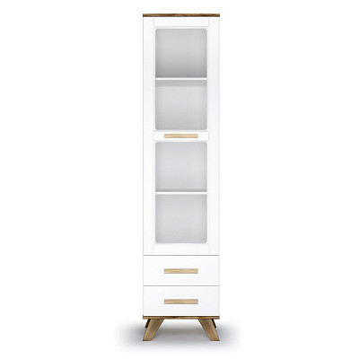 Витрина 0,45 "Сканди" (МДФ)  (Белый/Дуб Каньон/Глянец белый) -Kr/Scnd/v450 - 2