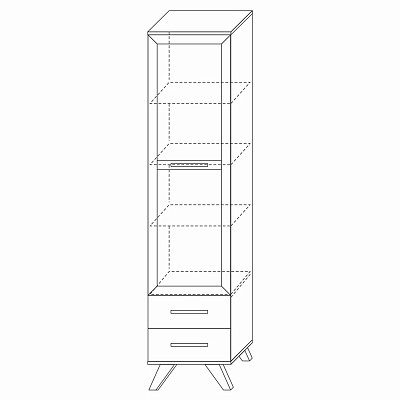 Витрина 0,45 "Сканди" (МДФ)  (Белый/Дуб Каньон/Глянец белый) -Kr/Scnd/v450 - 4