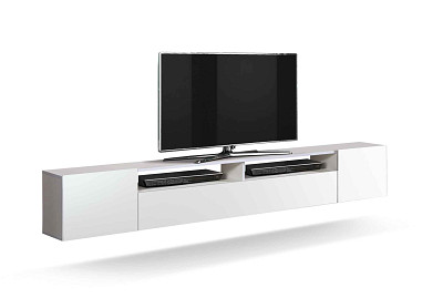Тумба ТВ 2,1/0,4/0,4 "Habana" (ПВХ)  (Белый/Белый глянец снег) /Olm/Pr - 1
