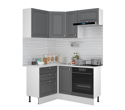 Кухня угл.1,2х1,6  "Форд" (МДФ)(Графит/Антарес) /GntEv/11 - 2