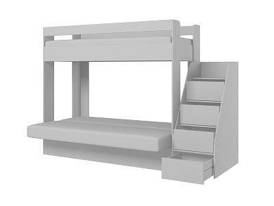 Кровать двухъярусная с диваном и лестницей-комодом "Лаворо" (Анкор белый/Базальт/Рогожка Savana Grey (AT)) D_B3 - 3