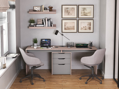 Стол письменный 1,8 grand "Лаворо" (Анкор светлый/Вулканический серый) D