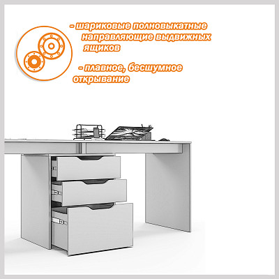 Стол письменный 1,8 grand "Лаворо" (Венге/Выбеленный Дуб) D - 4