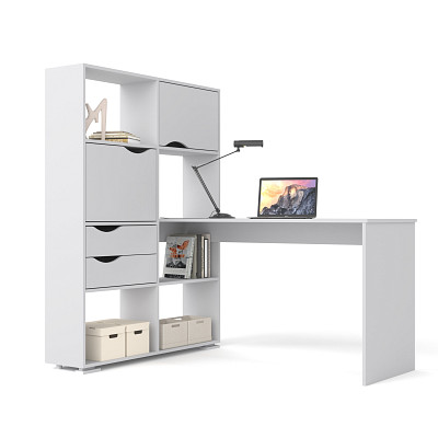 Стол письменный угловой лев. L "Лаворо" (Хаки / Хаки) D - 4