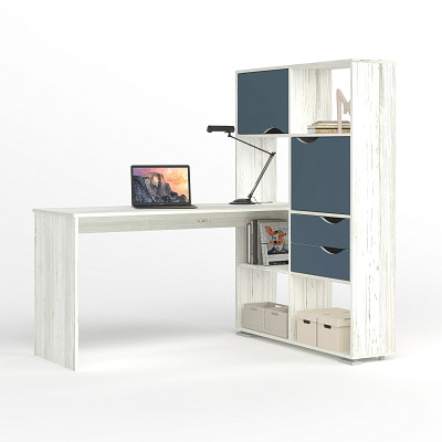 Стол письменный угловой прав. L "Лаворо" (Сосна винтерберг / Маренго) D