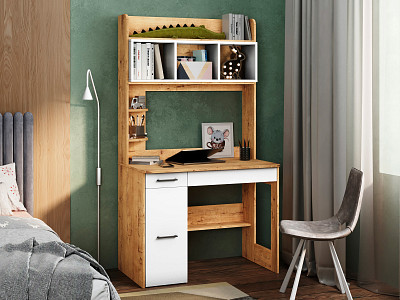 Стол письменный 1,0х1,8 лев.art "Лаворо" (Дуб бунратти / Белый) /1710