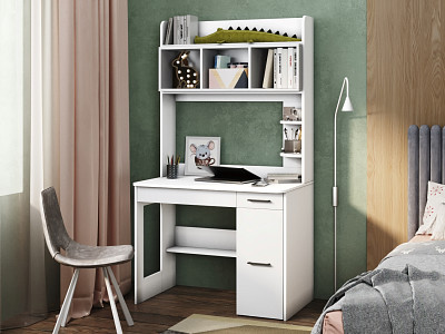 Стол письменный 1,0х1,8 прав.art "Лаворо" (Белый / Белый) /1795