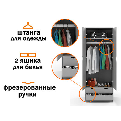 Шкаф 5 80х210 grand "Лаворо" (Анкор белый / Бетон пайн экзотик) /1719 - 3