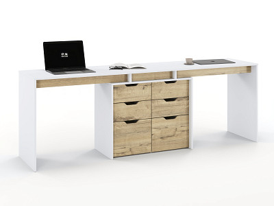 Стол письменный 2,2 grand tre "Лаворо" (Белый / Дуб бунратти) D