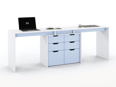 Стол письменный 2,2 grand tre "Лаворо" (Белый / Серенити) D