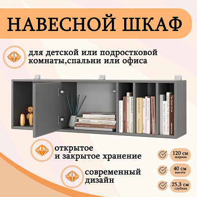 Шкаф 9 навесной 120х40 grand "Лаворо" (Анкор белый / Дуб аризона) /1739 - 3