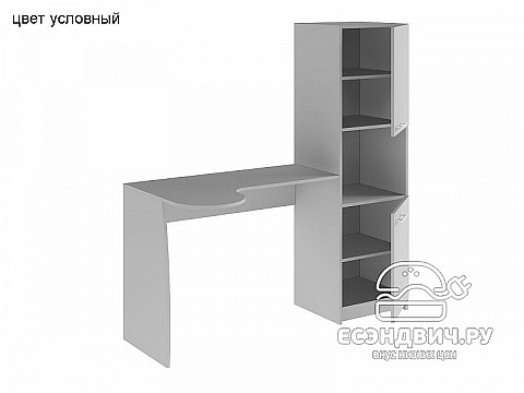 Стол письменный со стеллажом прав. "Лаворо" (Анкор светлый/Розовый кварц) D