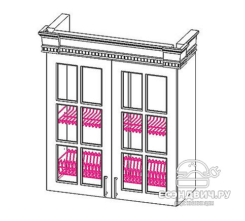 Шкаф 800 с посудосуш."Маэстро" (МДФ) (Крем глянец/Патина/Лак/Стекло) UgVr