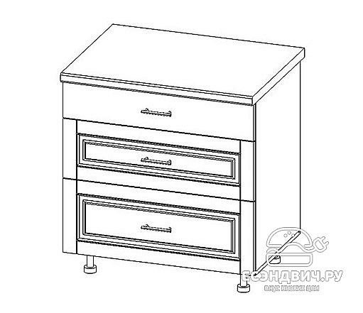 Кухня угловая 3,9х1,6 (универс.угол) "Маэстро" (МДФ) (Крем глянец/Патина/Лак) UgVr