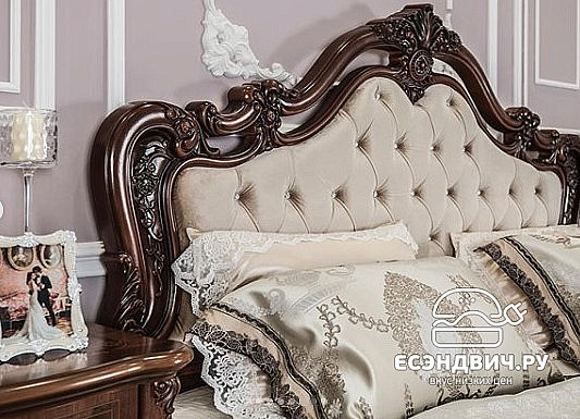 Спальный гарнитур 3 предм. luxe "Медичи" (МДФ) (Орех караваджо/Бархат/Шелкография/Патина/Лак) UgIl/5