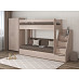 Кровать двухъярусная с диваном и лестницей-комодом "Лаворо" (Анкор светлый/Рогожка Savana Latte (AT)) D_B3