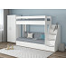 Кровать двухъярусная с диваном и лестницей-комодом "Лаворо" (Белый/Рогожка Savana Plus Mouse) D_B3