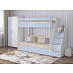 Кровать двухъярусная с диваном и лестницей-комодом "Лаворо" (Белый/Серенити/Savana Plus Ivory) D_B3