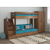 Кровать двухъярусная с диваном и лестницей-комодом "Лаворо" (Дуб Аризона/Дуб Аризона/Savana Plus Lagoon) D_B3