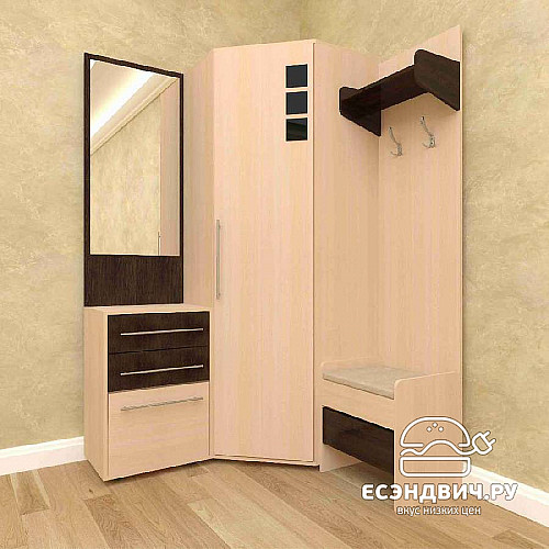 Прихожая угловая  "Лаворо" (Венге/Выбеленный дуб) EsandwichAМ-ПР10
