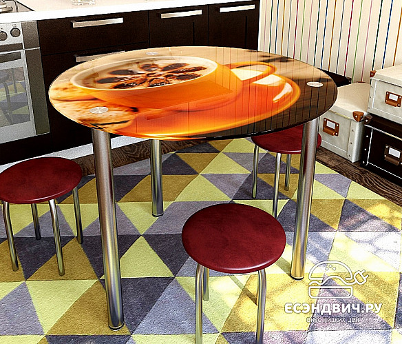 Стол с фотопечатью D_0,9 (coffee 1) round "Амели"