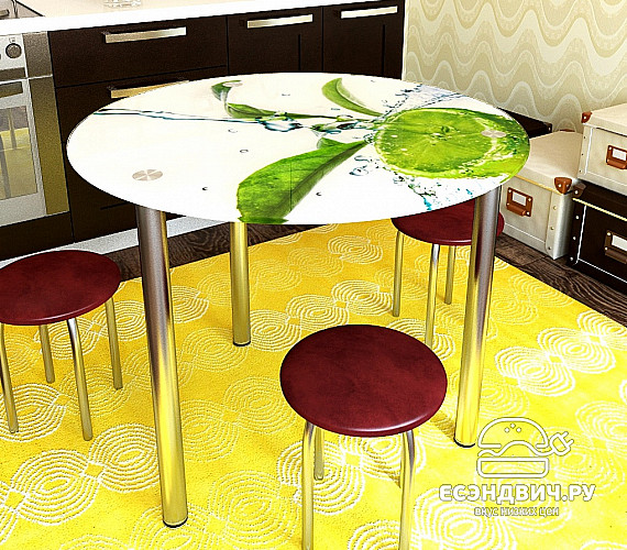 Стол с фотопечатью D_0,9 (ice 6) round "Амели"