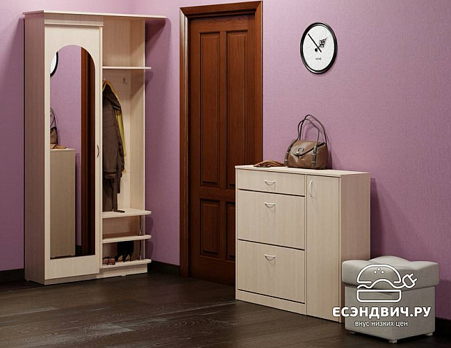 Прихожая largo "Вэлкам" (Правая, Венге/Бел.дуб) EsandwichПР-01