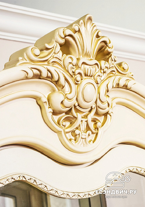 Комод с зеркалом "Себастьяно" (МДФ) (Крем глянец/Шелкография) EsandwichUgJk