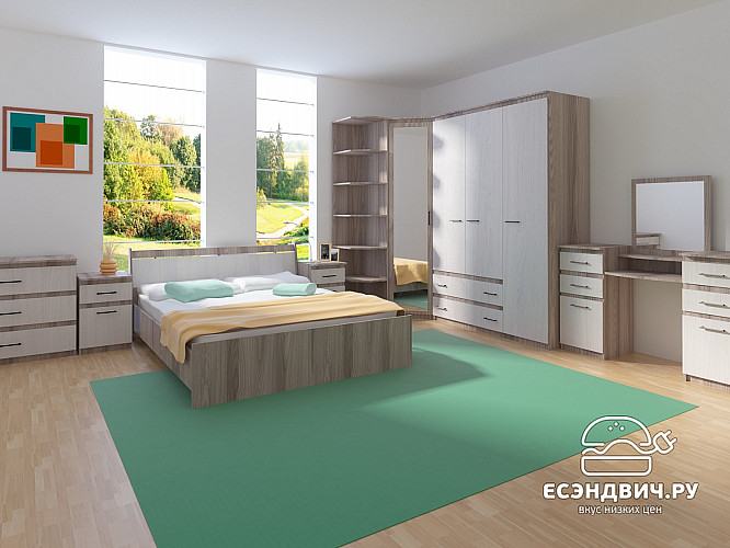 Стеллаж угловой "Оливия" (Анкор темный) D/Vn