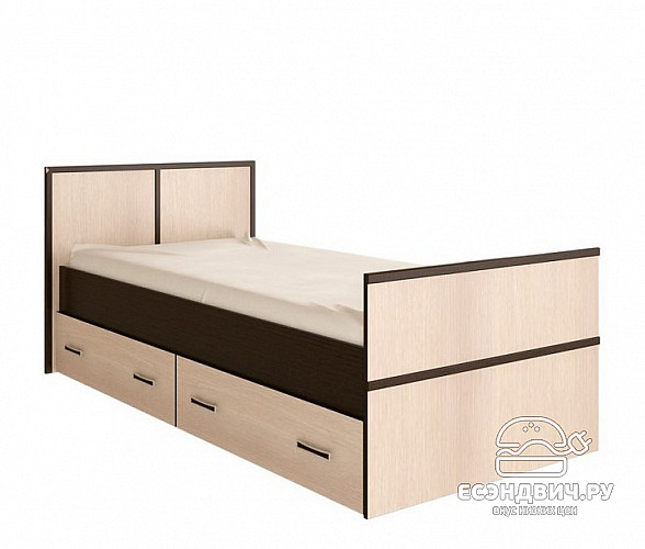 Кровать 900 с ящиками "Акура" (Венге/Лоредо) EsandwichBTS