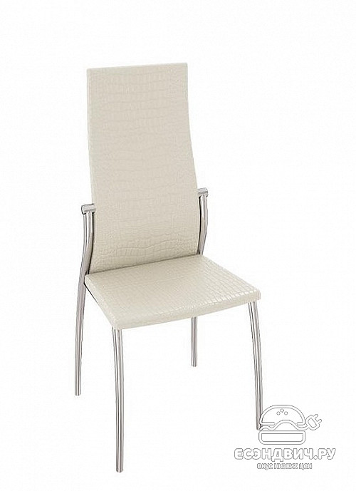 Стул "Samuel" (Кожзам Аллигатор Бежевый/Хром) Esandwich-ТрЯ-Кмф