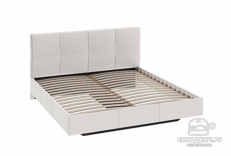 Кровать 1600 с ортопед.осн./мягкой обивкой "Elis" (Искусств.кожа Светлая) Em/Es