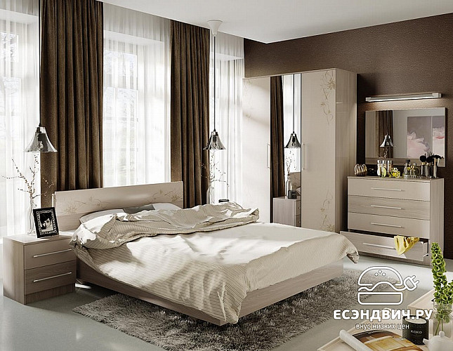 Зеркало "Mishel" (Ясень Шимо/Бежевый фон глянец) Em/Ms