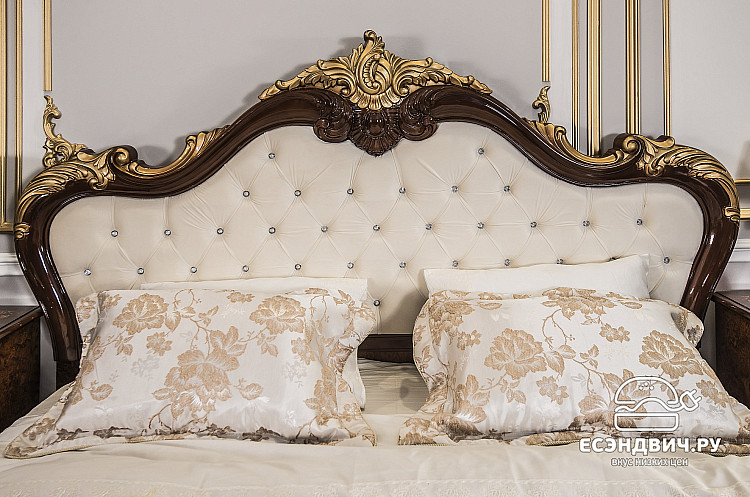 Кровать 1800  "Джованни" (МДФ) (Корень дуба Глянец/Патина/Лак/Шелкография) UgEn