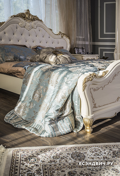 Кровать 1800  "Джованни" (МДФ) (Крем Глянец/Патина/Лак/Шелкография) UgEn