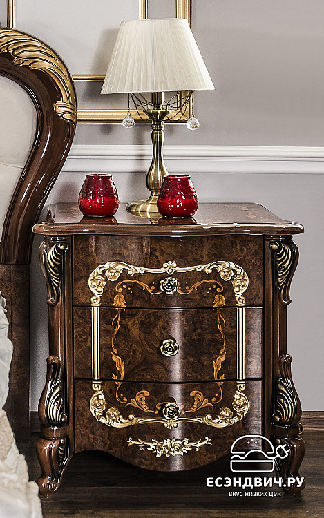 Спальный гарнитур 3 предм. "Джованни" (МДФ) (Корень дуба глянец/Патина/Лак/Шелкография) UgEn/К1