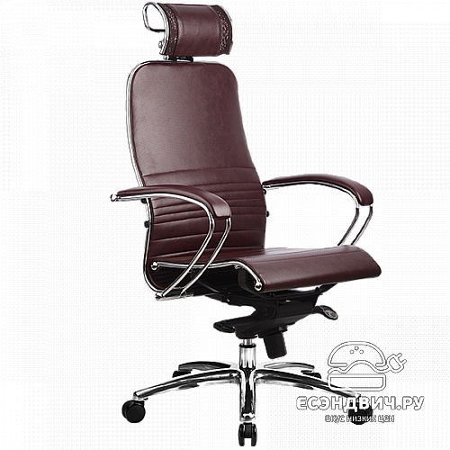 Кресло comfort  "Нэо" (Кожа NewLeather Темно-бордовая/Хром)-Mt/K-2.02