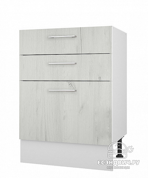 Тумба 60 (3ящ.) со столеш."Герда" (Белый Крафт) /Gnt/Ep/М22ст