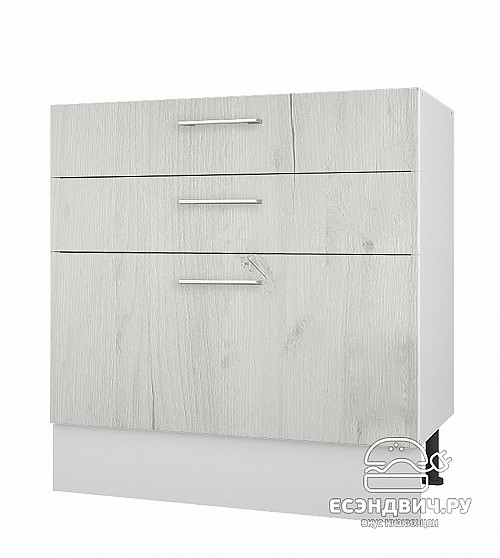 Тумба 80 (3ящ.) со столеш."Герда" (Белый Крафт) /Gnt/Ep/М23ст