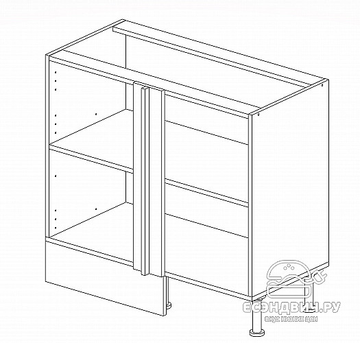 Тумба 100 угловая (универс.) со столеш."Герда" (Морское Дерево) /Gnt/Ep/М24ст