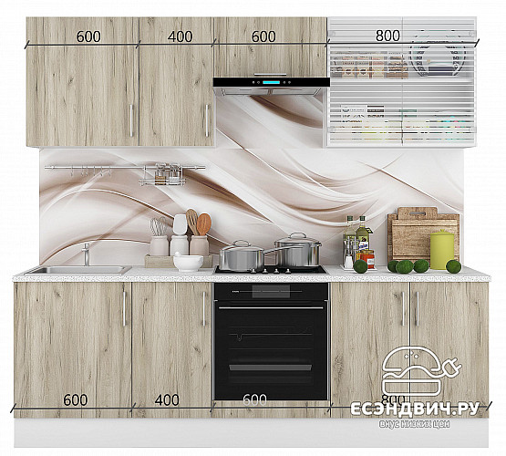 Тумба 60 для духовки со столеш."Герда" (Серый Крафт) /Gnt/Ep/М25ст