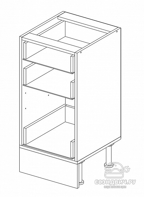 Тумба 40 (3ящ.) без столеш."Герда" (Ясень Таормино) /Gnt/Ep/М21