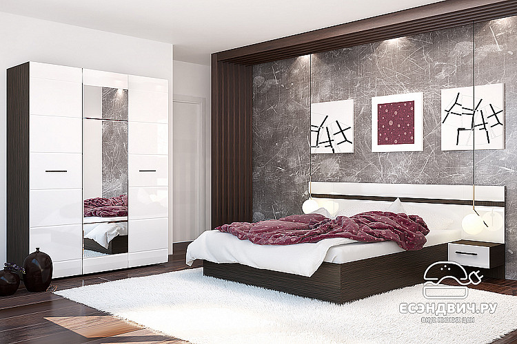 Тумба "Милена" (МДФ) (Венге/Белый глянец) /Gnt/Нс