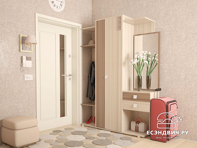 Прихожая  "Лаворо" (Ясень Шимо темный/Ясень Шимо светлый) EsandwichA-ПР7