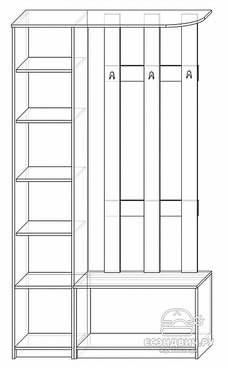 Прихожая  "Лаворо" (Орех миланский) EsandwichA-КБПР02