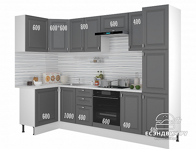 Тумба 50 под мойку накл. "Форд" (МДФ ) (Графит Софт) /Gnt/Ev/М18