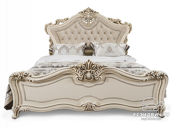 Кровать 1800 "Себастьяно" (МДФ) (Крем глянец/Бархат/Шелкография/Патина/Лак) UgJk