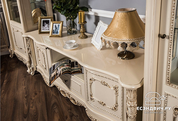 Спальный гарнитур 7 предм. 3ств./1600 "Себастьяно" (МДФ) (Крем глянец/Бархат/Шелкография/Патина/Лак) UgJk/3+160